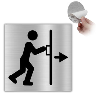 LEIASA | Selbstklebendes Drücken Schild - 10x10 cm - 0,8 mm Dicke - Al