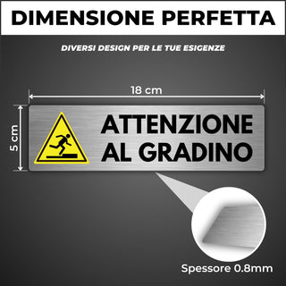LEIASA | Segnale adesivo Attenzione Gradino - 5x18 cm - Spessore 0,8 m
