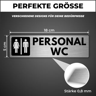 LEIASA | Schild Personal WC - 5 x 18 cm - Stärke 0,8 mm - Aluminium - 