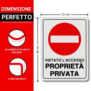 LEIASA | Cartello divieto di accesso - 21x28 cm - Alluminio riflettent