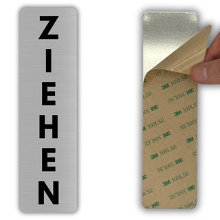 LEIASA | Türschild Ziehen - 5 x 18 cm - Aluminium - Hinweis Schild Tür