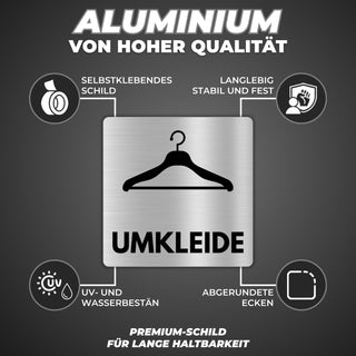 LEIASA | Schild Umkleide - 12x12 cm - Aluminium - Umkleideraum - Umkle