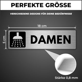 LEIASA | Schild Damen Dusche - 5x18 cm - Aluminium - Türschild Duschra