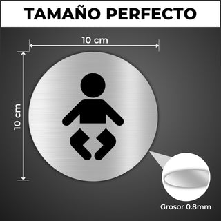 LEIASA | Panneau Bébé à Langer - Ø 10 cm - Aluminium - Coin Change Cou