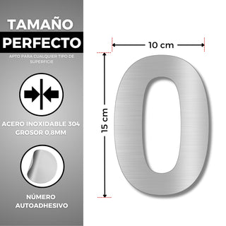 LEIASA | Numéro Adhésif Maison - 150 mm - Acier Inoxydable 304 - Nº 0 