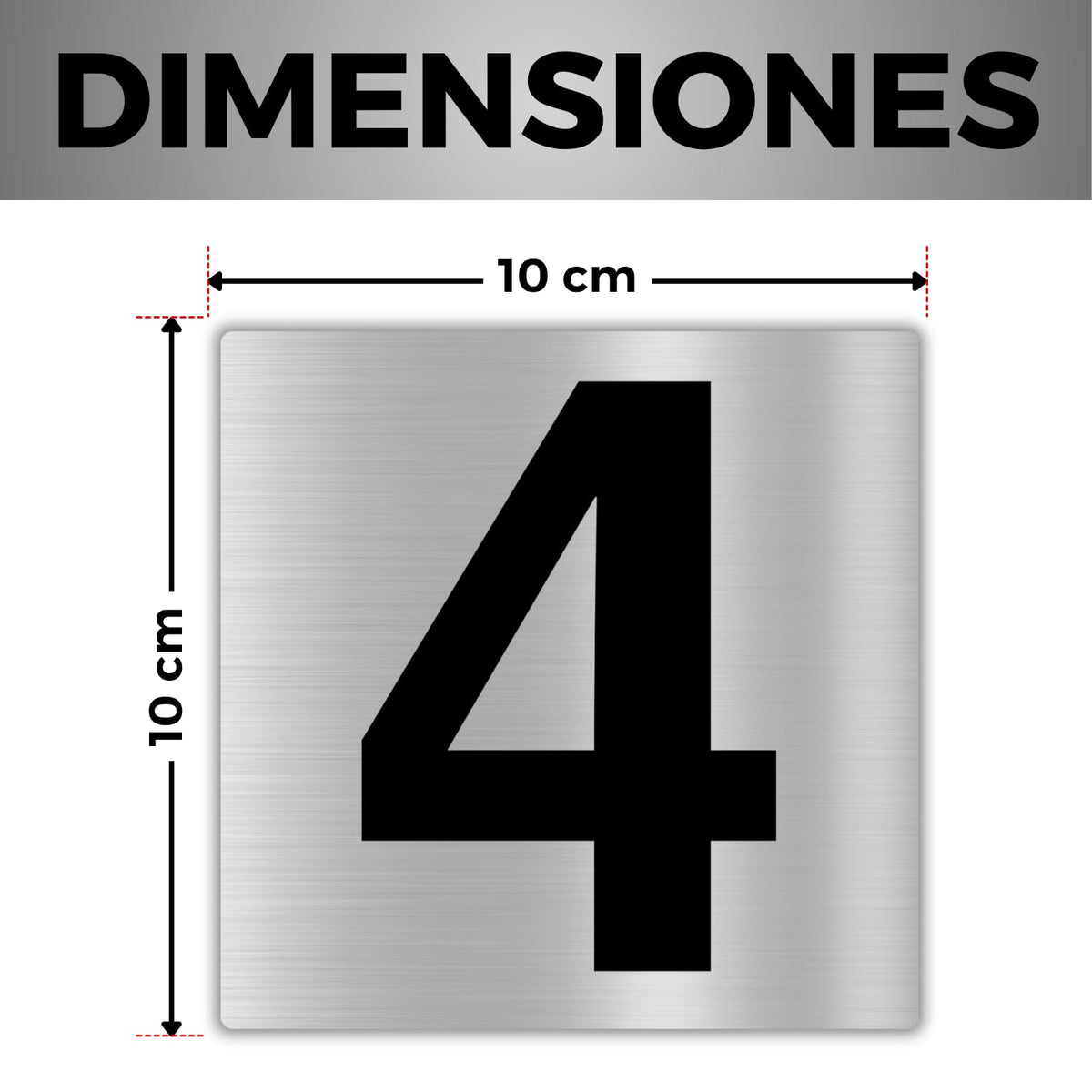 LEIASA | Numéro Maison Adhésif - 10x10 cm - Aluminium - Plaque Apparte