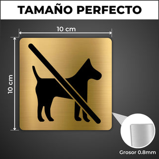 LEIASA | Señal Prohibido Perros - 10x10 cm - Aluminio - Placa No Mascotas - Cartel Adhesivo Animales - Indicador Restricciones Caninas - Rótulo Muy Visible - Grosor 0.8mm - (No Perro)