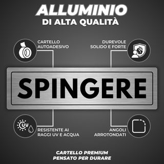 LEIASA | Segnale Spingere la Porta - 5 x 18 cm - Spessore 0,8 mm - All