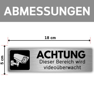LEIASA | Selbstklebendes Schild Videoüberwachter Bereich - 5x18 cm - D