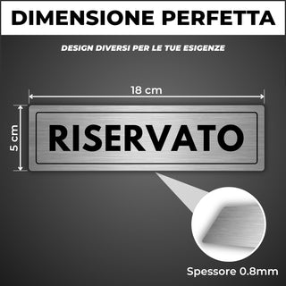 LEIASA | Segnale Riservato - 5 x 18 cm - Spessore 0,8 mm - Alluminio -