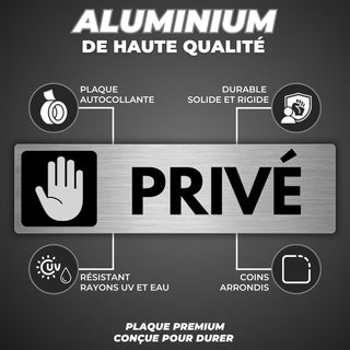 LEIASA | Panneau Adhésif Privé - 5x18 cm - Épaisseur 0,8 mm - Aluminiu