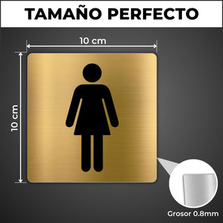 LEIASA | Señal Baño Mujer - 5x18 cm - Aluminio - Placa Aseo Señoras - Cartel Adhesivo Servicios Femeninos - Indicador Puerta Chicas - Rótulo Resistente Duradero - Grosor 0.8mm - (Baño Mujer)