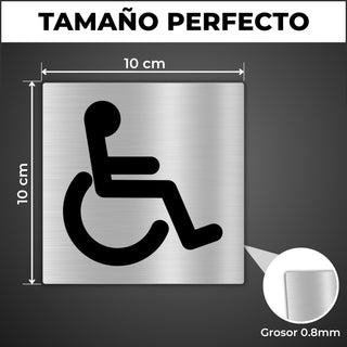 LEIASA | Panneau Toilettes Handicapé - 10x10 cm - Aluminium - Panneau 