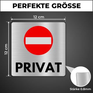 LEIASA | Schild Privat - 12x12 cm - Aluminium - Privatbereich - Privat