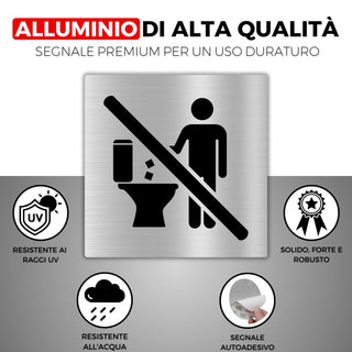 LEIASA | Cartello Adesivo Non Gettare nel WC - 10x10 cm - Spessore 0,8