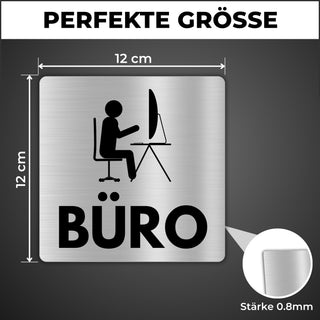 LEIASA | Schild Büro - 12x12 cm - Aluminium - Büroschild - Türschild f