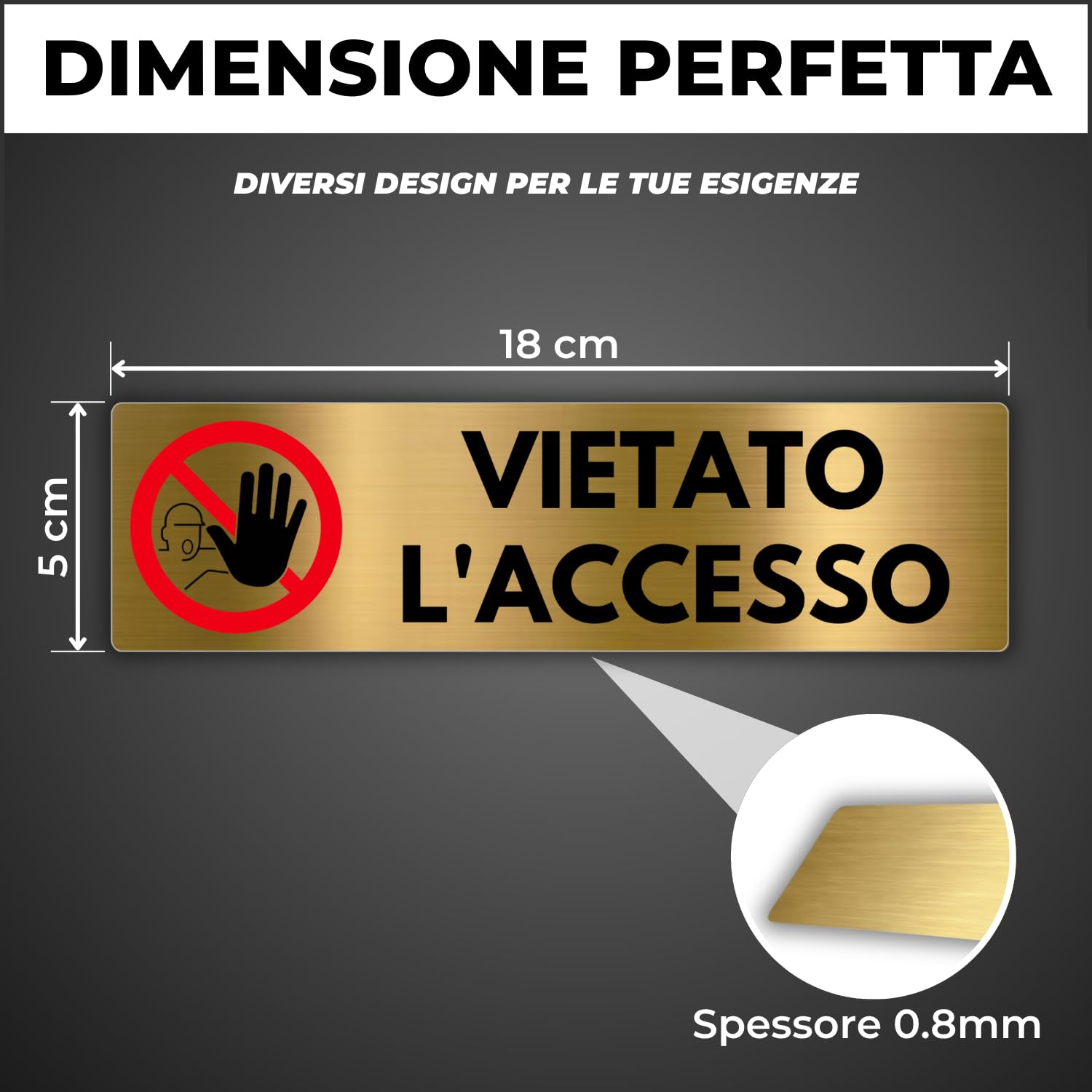 LEIASA | Segnale Vietato Accesso - 5x18 cm - Alluminio - Cartello Divi