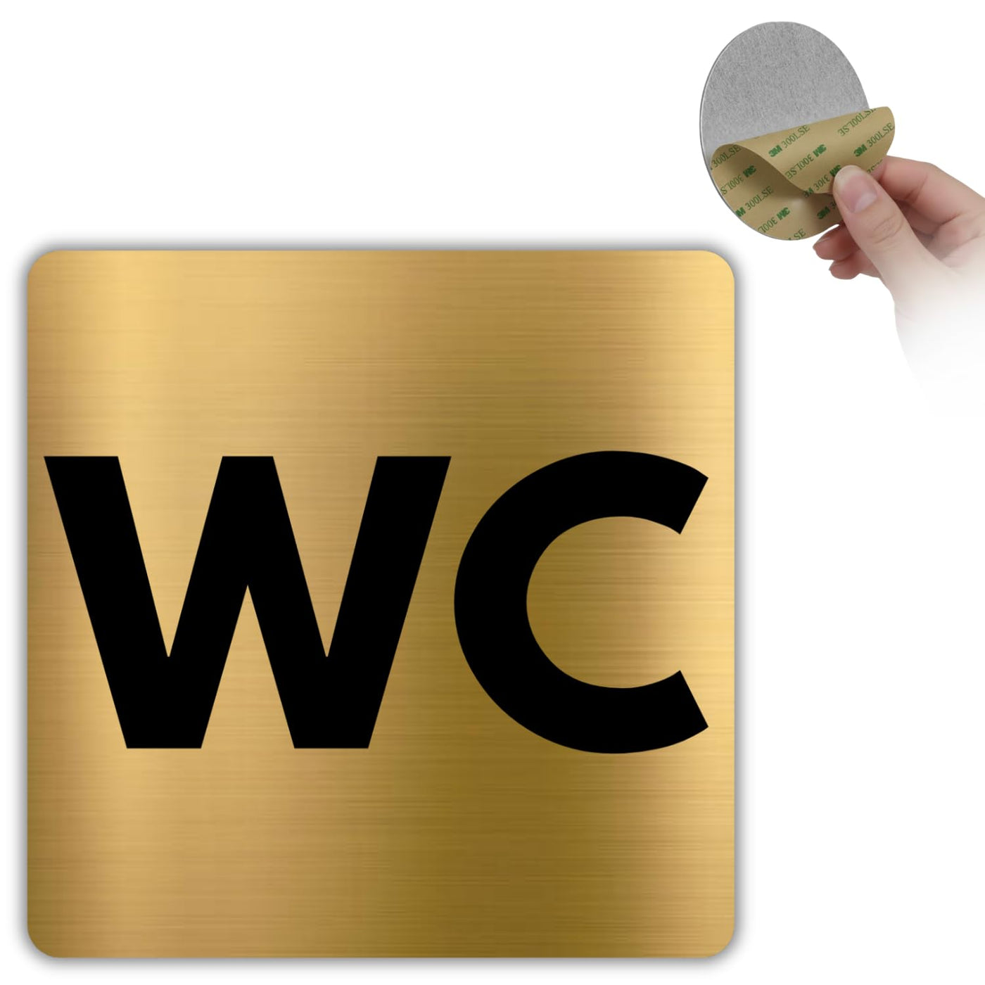 LEIASA | WC Schild Toilette - 10x10 cm - Aluminium Gold - Toilettensch