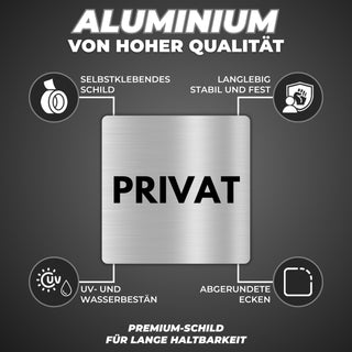 LEIASA | Schild Privat - 12x12 cm - Aluminium - Privatbereich - Privat