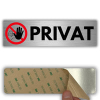LEIASA | Schild Privat - 5 x 18 cm - Stärke 0,8 mm - Aluminium - Selbstklebende Platte - Privatbereich - Kein Zutritt - (Privat mano)