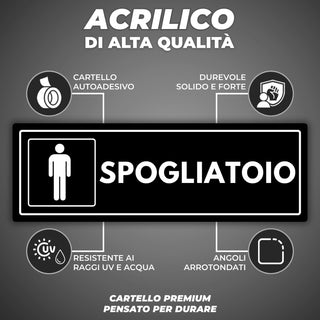 LEIASA | Segnale Spogliatoio Uomini - 7,5 x 23 cm - Spessore 2 mm - Ac