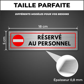 LEIASA | Plaque Réservé au Personnel - 5x18 cm - Épaisseur 0,8 mm - Al