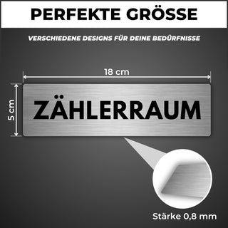 LEIASA | Schild Zählerraum - 5x18 cm - Aluminium - Türschild Zähler - 