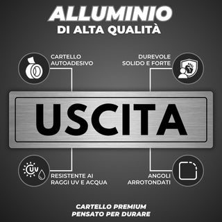 LEIASA | Cartello Uscita - 5x18 cm - Spessore 0,8 mm - Alluminio - Tar