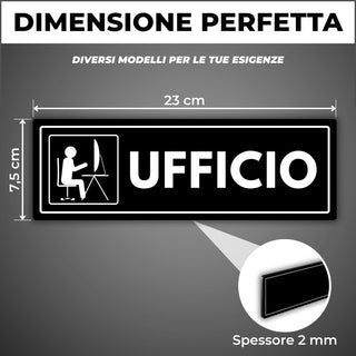 LEIASA | Segnale Ufficio - 7,5 x 23 cm - Spessore 2 mm - Acrilico - Ta