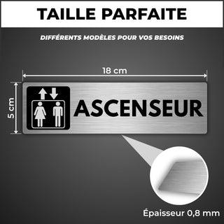 LEIASA | Panneau Ascenseur - 5x18 cm - Aluminium - Pancarte Direction 