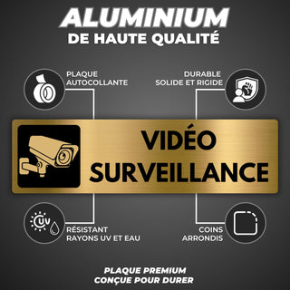 LEIASA | Panneau Vidéosurveillance - 5x18 cm - Aluminium - Zone Sous C