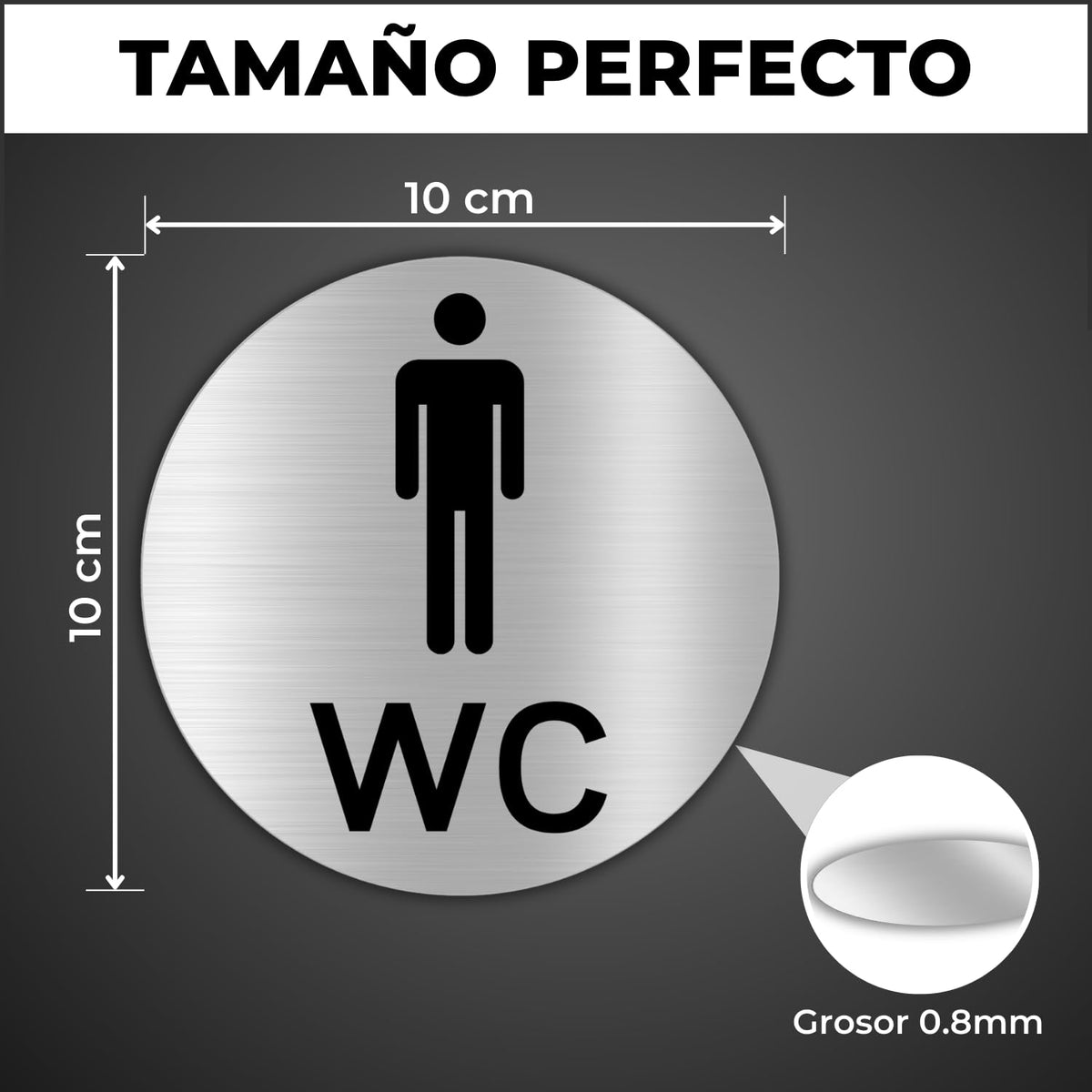 LEIASA | Cartello Bagno Uomo - 5x18 cm - Alluminio - Targa Toilette Si