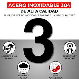 LEIASA | Numéro Adhésif Maison - 150 mm - Acier Inoxydable 304 - Nº 3 