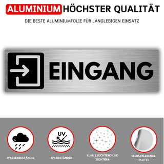 LEIASA | Selbstklebendes Schild Eingang - 5x18 cm - Dicke 0,8 mm - Rec