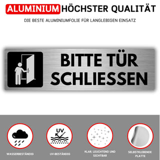 LEIASA | Selbstklebendes Schild: Bitte schließ die Tür - 5x18 cm - Dic