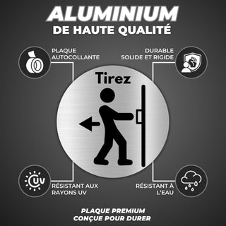 LEIASA | Panneau Adhésif Tirer Porte - Diamètre Ø 100 mm - Épaisseur 0