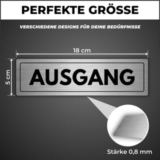 LEIASA | Schild Ausgang - 5 x 18 cm - Stärke 0,8 mm - Aluminium - Selb