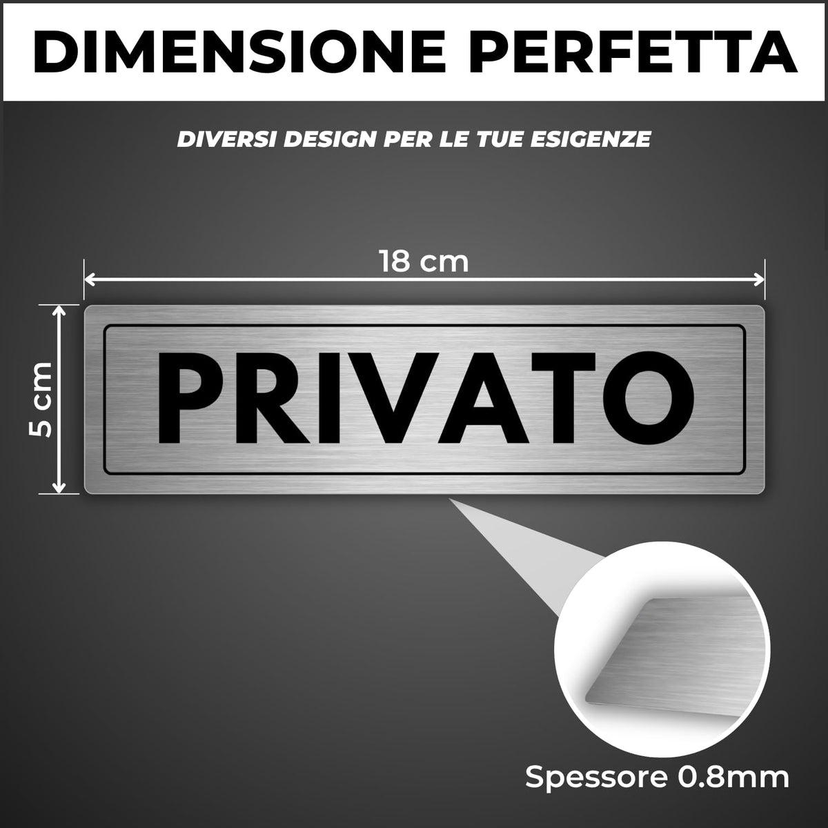 LEIASA | Segnale Privato - 5x18 cm - Alluminio - Cartello Area Privata