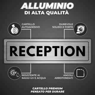 LEIASA | Cartello Reception - 5x18 cm - Spessore 0,8 mm - Alluminio - 