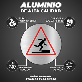 LEIASA | Plaque Attention à la Marche - Ø 100 mm - Aluminium - Pas de 
