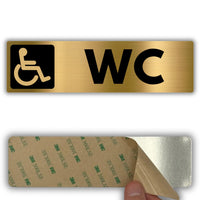 LEIASA | Schild Behinderten WC - 5x18 cm - Aluminium - Hinweisschild Barrierefreies WC - Türschild Behinderten Toilette - Rollstuhl WC Schild - Dicke 0,8 mm - (Behinderung Badezimmer)