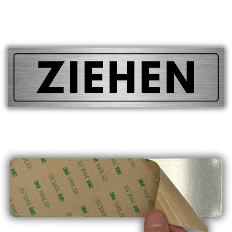 LEIASA | Schild Ziehen - 5 x 18 cm - Stärke 0,8 mm - Aluminium - Selbs