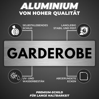 LEIASA | Schild Garderobe - 5x18 cm - Aluminium - Türschild Kleiderabl