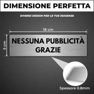 LEIASA | Segnale adesivo Nessuna Pubblicità Grazie - 5x18 cm - Spessor