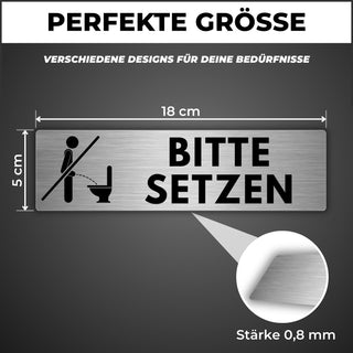LEIASA | Schild Bitte Setzen - 5 x 18 cm - Stärke 0,8 mm - Aluminium -