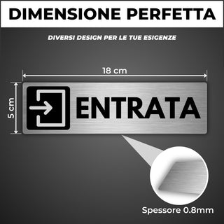 LEIASA | Segnale adesivo Entrata - 5x18 cm - Spessore 0,8 mm - Segno I