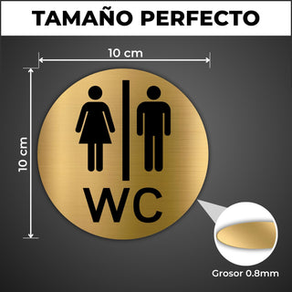 LEIASA | Panneau WC Homme Femme – Ø 10 cm – Épaisseur 0,8 mm – Alumini
