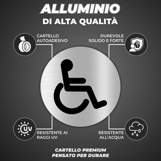 LEIASA | Segnale Adesivo per Bagno Disabili - Diametro Ø 100 mm - Spes
