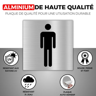 LEIASA | Panneau Autocollant Toilettes Homme - 10x10 cm - Épaisseur 0,
