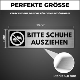 LEIASA | Schild Schuhe Verboten - 5 x 18 cm - Stärke 0,8 mm - Aluminiu